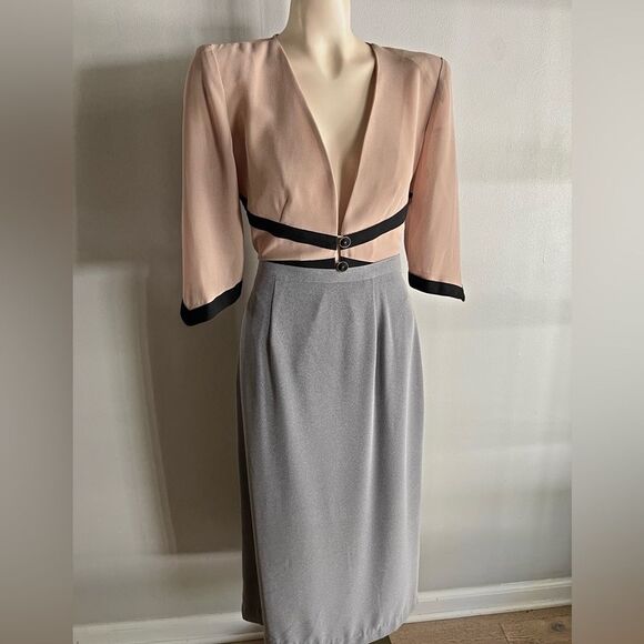 Vintage Paul Harris 90s Gray Maxi Pencil Skirt | Career Minimalist Size 6 - Picture 7 of 8